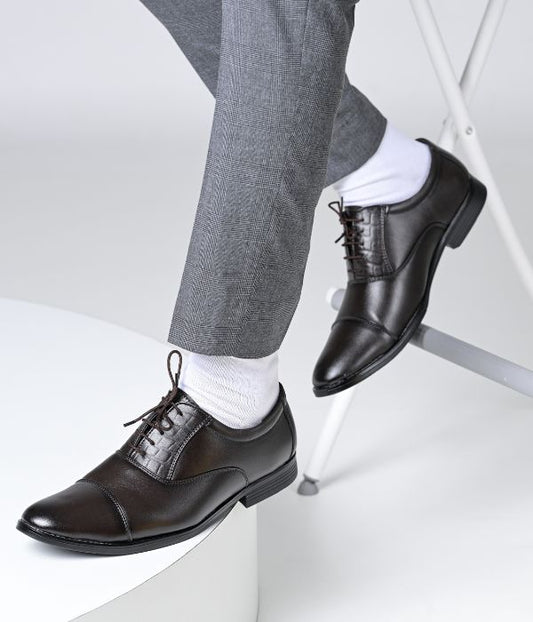 Men's Oxford Formal Lace Up Shoes (Brown)