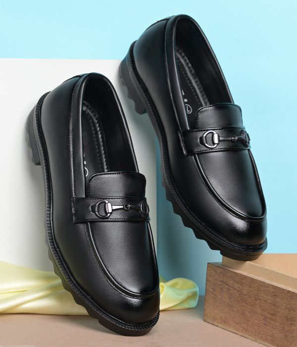 Naatu Men's Formal Pull-On Shoes (Black)