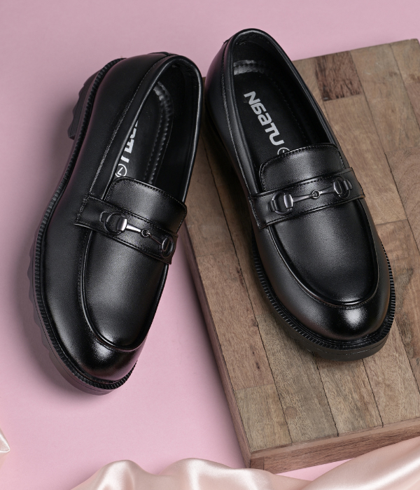 Naatu Men's Formal Pull-On Shoes (Black)