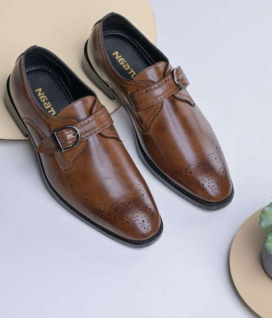 Naatu Formal Strap Shoes | Stylish Shoes for Men (Tan)