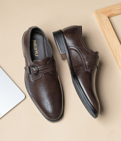 Naatu Formal Strap Shoes | Stylish Shoes for Men (Brown)