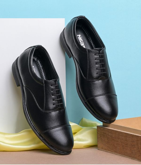 NAATU Men's Formal Lace Up Shoes (Black)