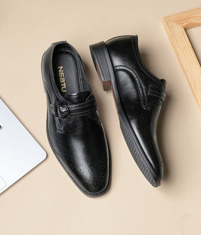 Naatu Formal Strap Shoes | Stylish Shoes for Men (Black)