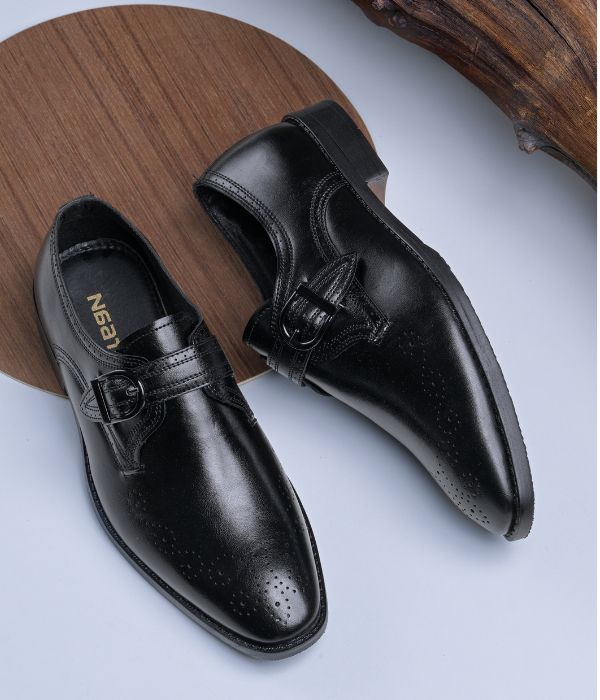 Naatu Formal Strap Shoes | Stylish Shoes for Men (Black)