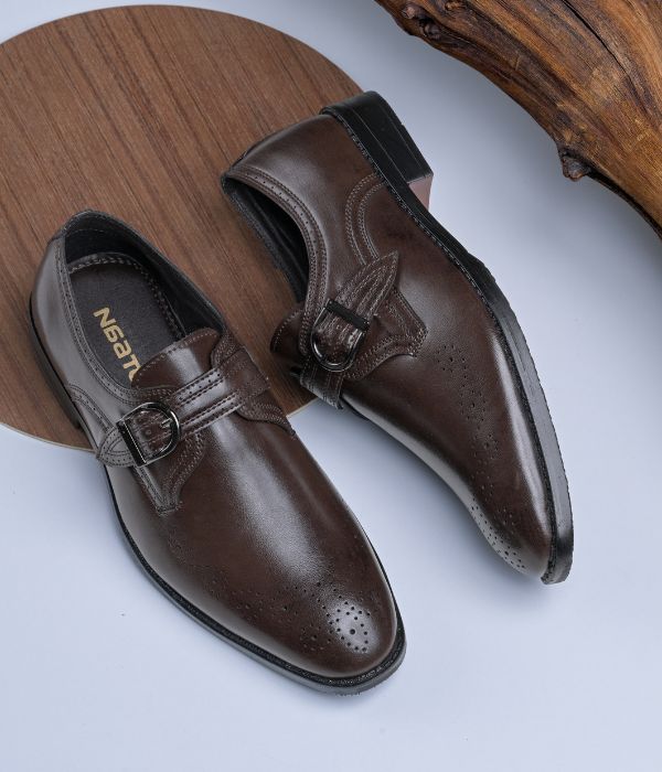 Naatu Formal Strap Shoes | Stylish Shoes for Men (Brown)