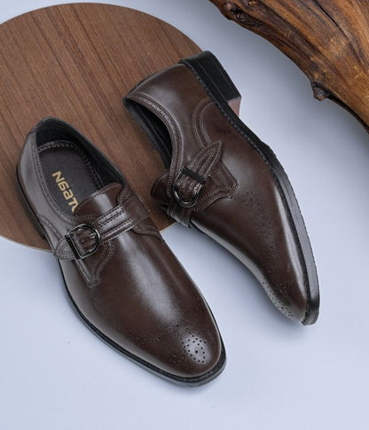 Naatu Formal Strap Shoes | Stylish Shoes for Men (Brown)