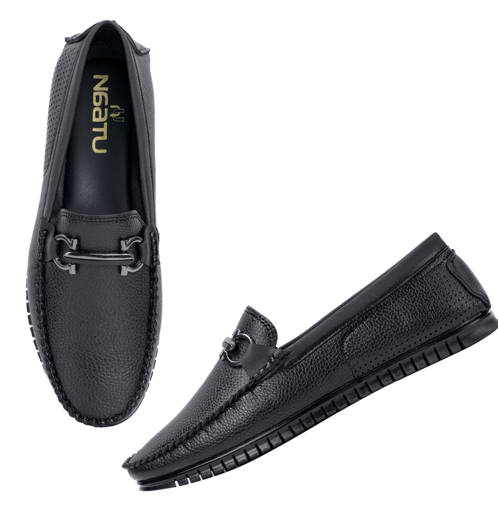 Naatu Men's Loafers | Stylish Loafers for Men (Black)