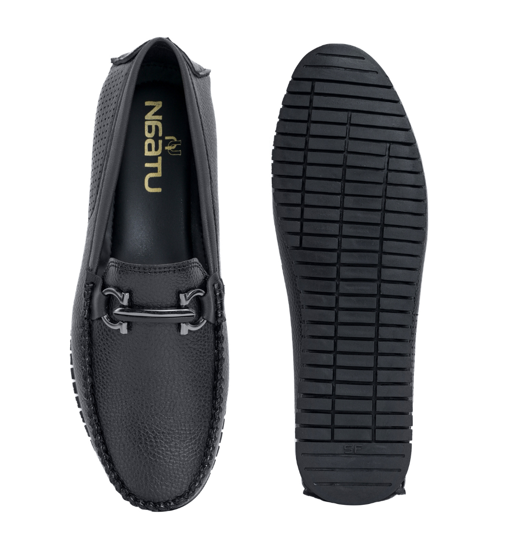 Naatu Men's Loafers | Stylish Loafers for Men (Black)